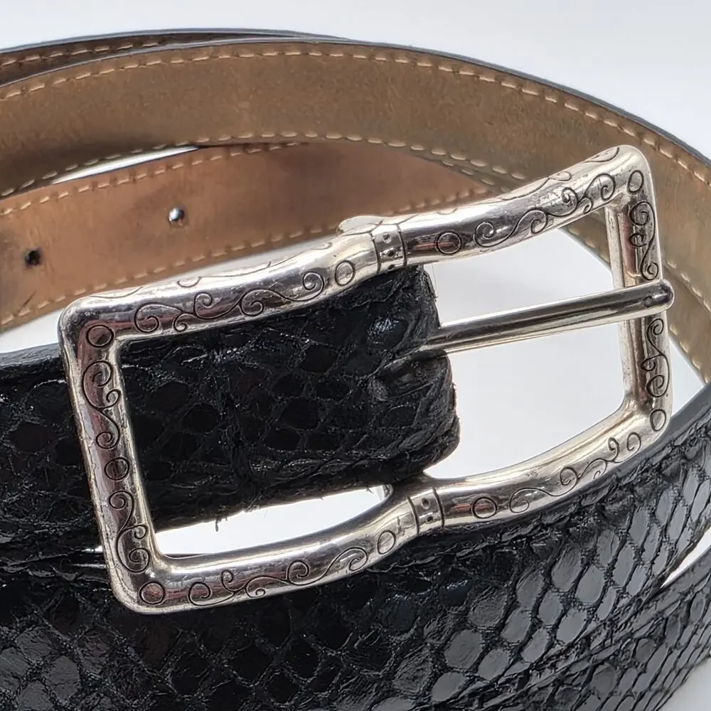 Brighton Women's Leather Belt Brown Rectangle Silver Buckle Size 38